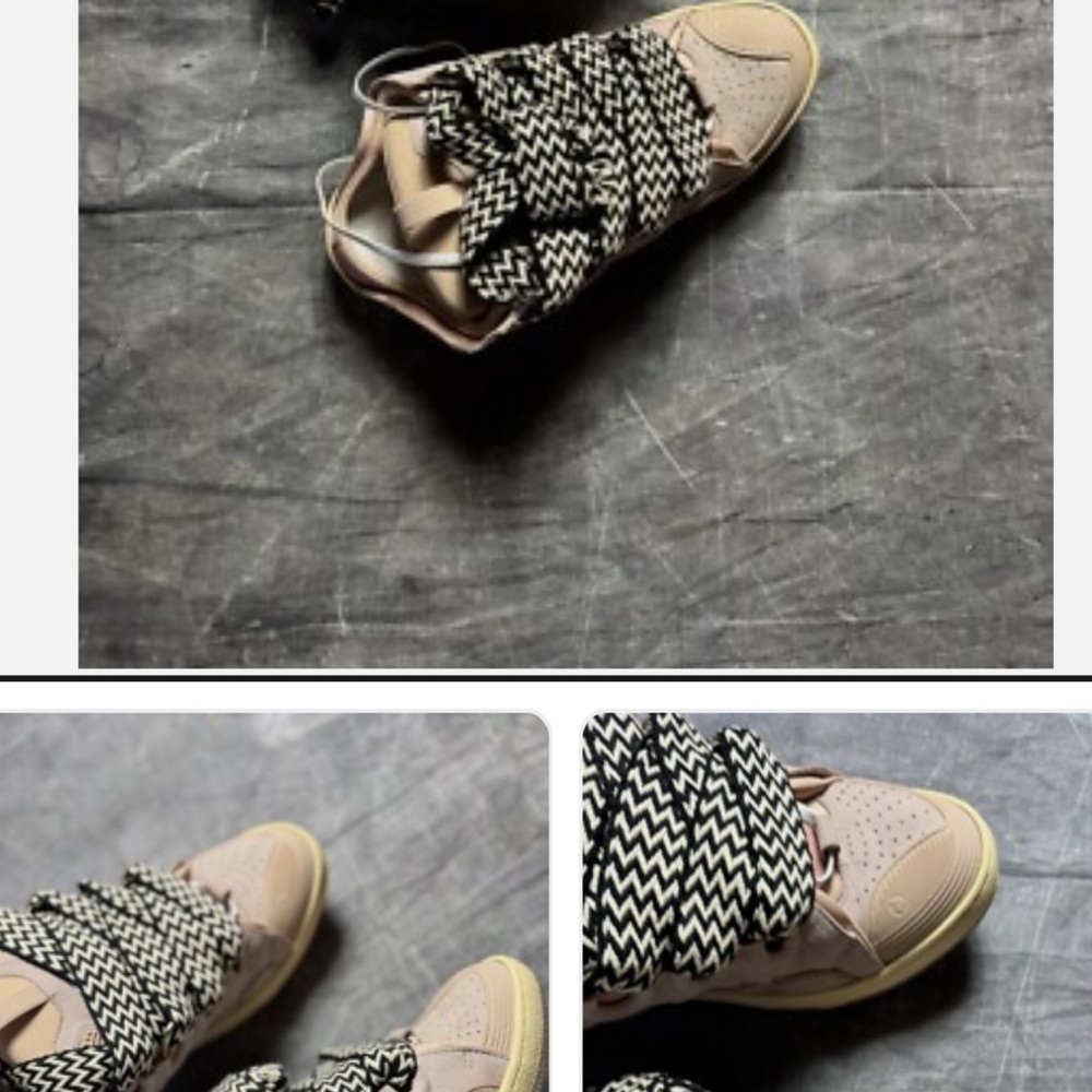 Lanvin Beige and Black Zigzag Sneakers